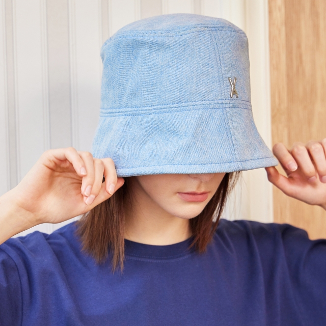 VA Stud Non Washing Denim Drop Bucket Hat Lightindigo