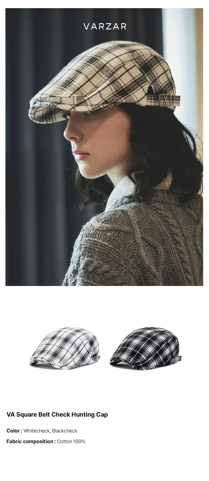 VA Square Belt Check Hunting Cap Whitecheck | ファッション