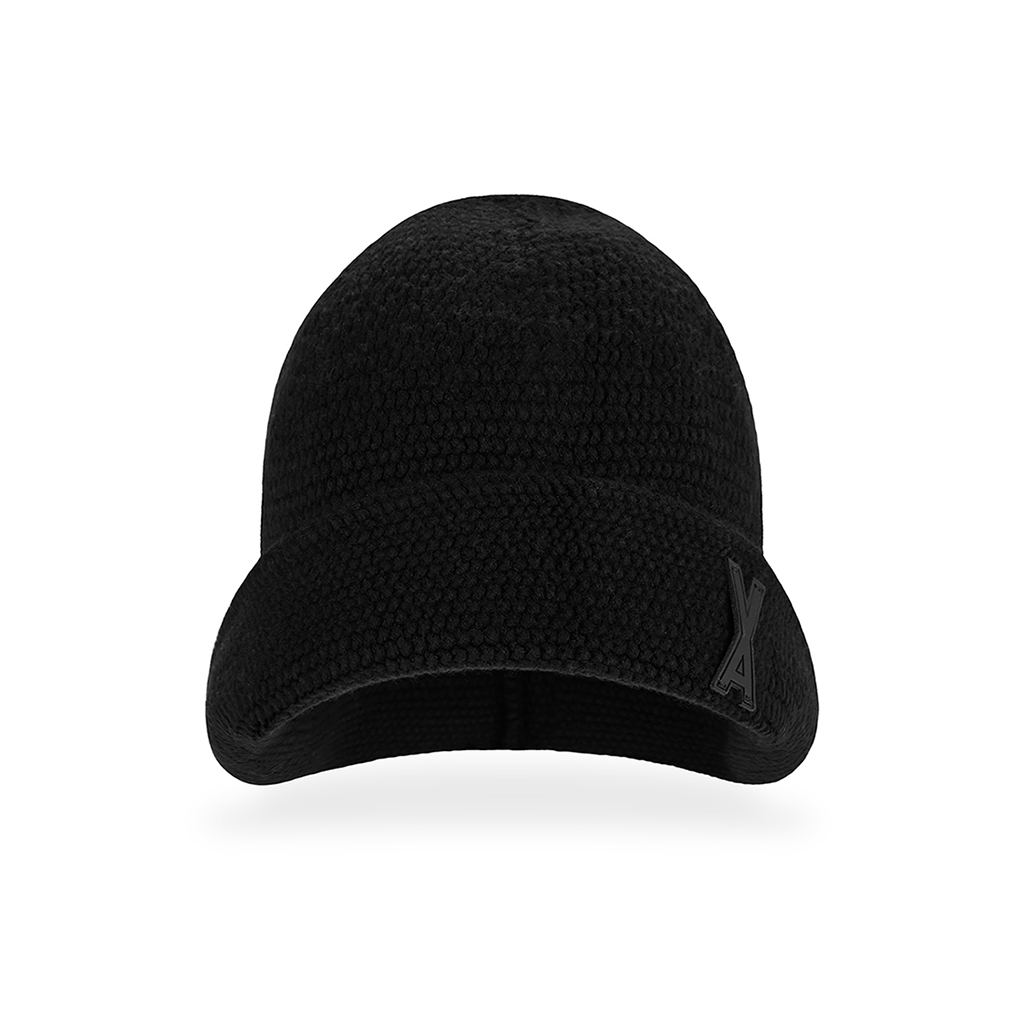 VA Patch Wide Brim Knit Bucket Hat Black | ファッション通販