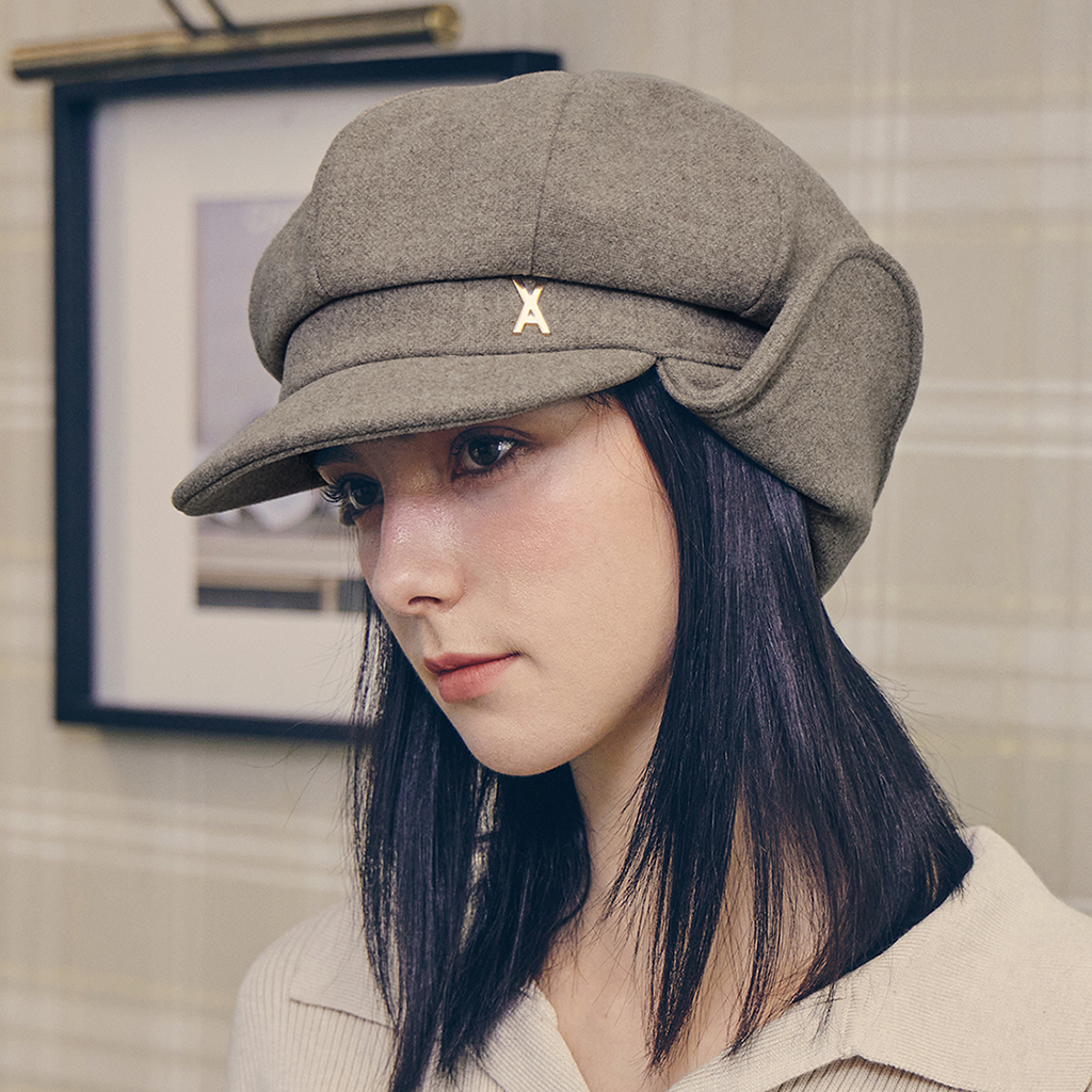 VA Stud Wool Combo Newsboy Cap Camel | ファッション通販
