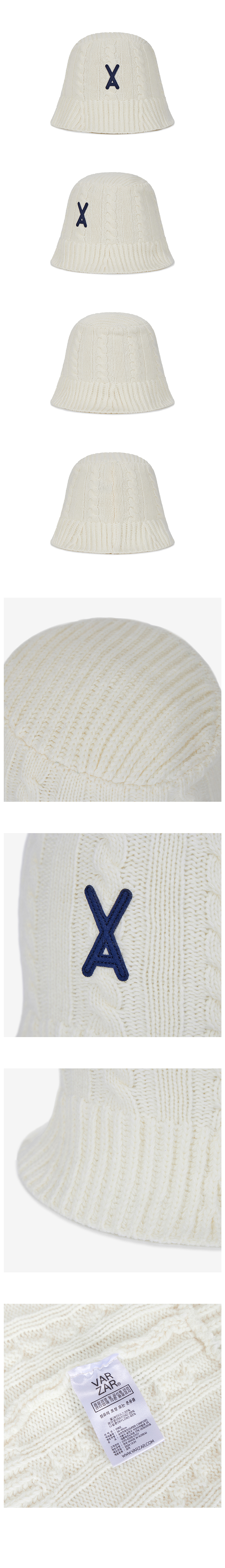 VA Applique Cable Knit Bucket Hat Ivory | ファッション通販