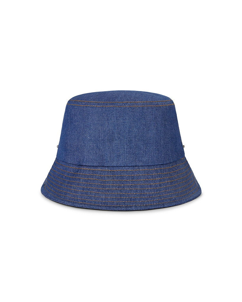 VA Curved Denim Stitch Detail Bucket Hat Lightindigo