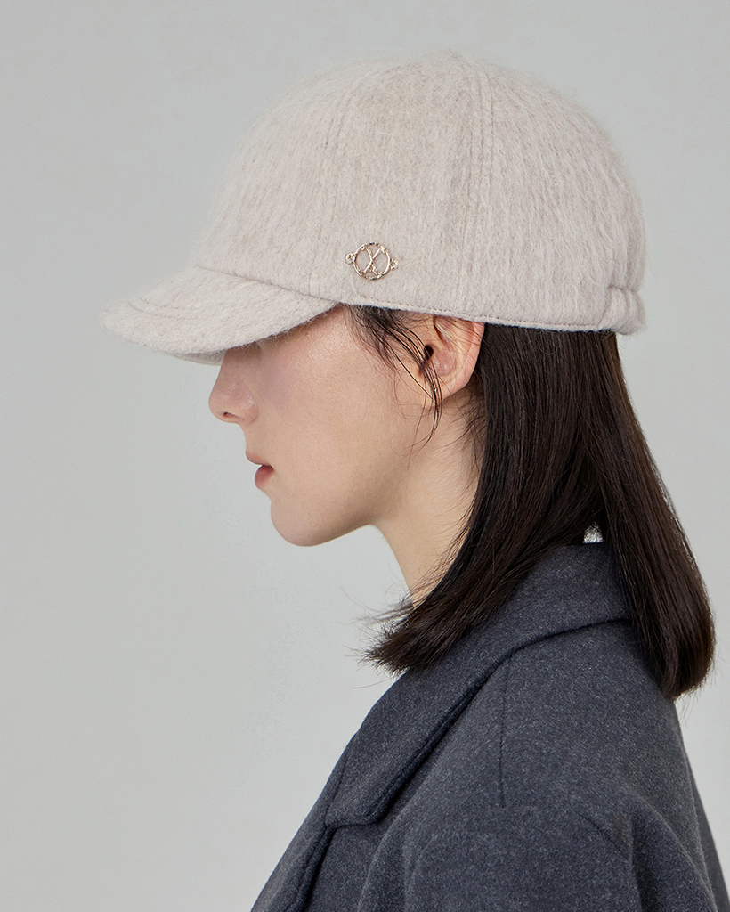 VA Curved Circle Logo Newsboy Cap Oatmeal