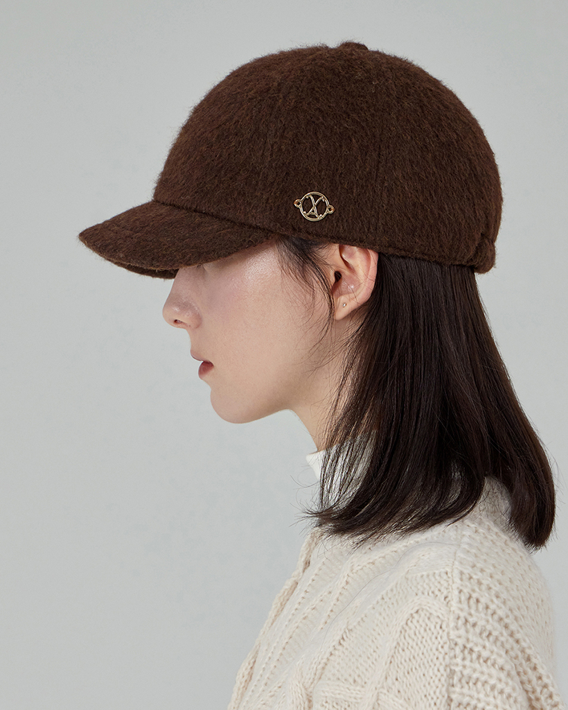 VA Curved Circle Logo Newsboy Cap Dark Brown