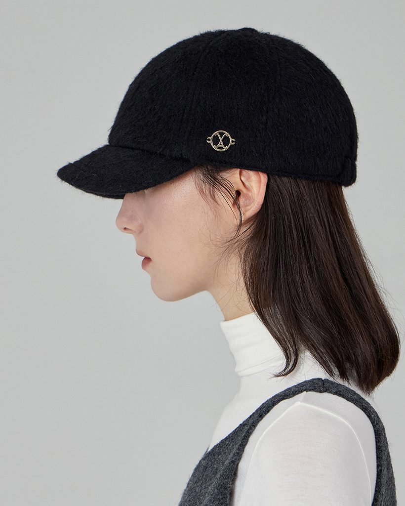 VA Curved Circle Logo Newsboy Cap Black