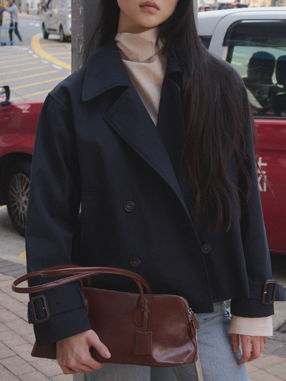 Short double trench jacket [TISP05JK04]_Navy