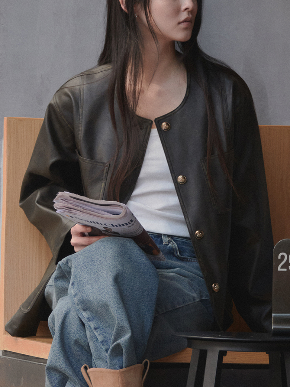 Raw washing leather jacket [TISP05LE03]_Brown