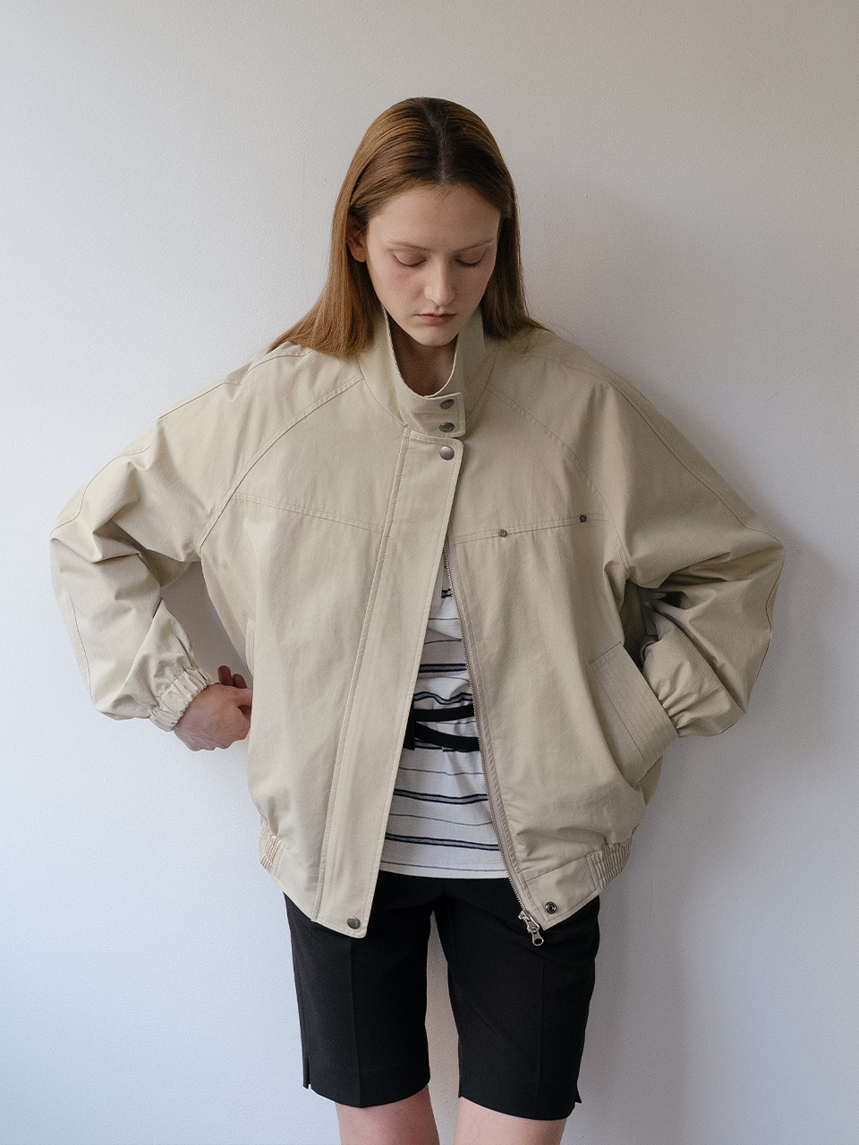 [Influencer pick] Dusty cotton blouson jumper [KNSS06JP01]_Khaki beige
