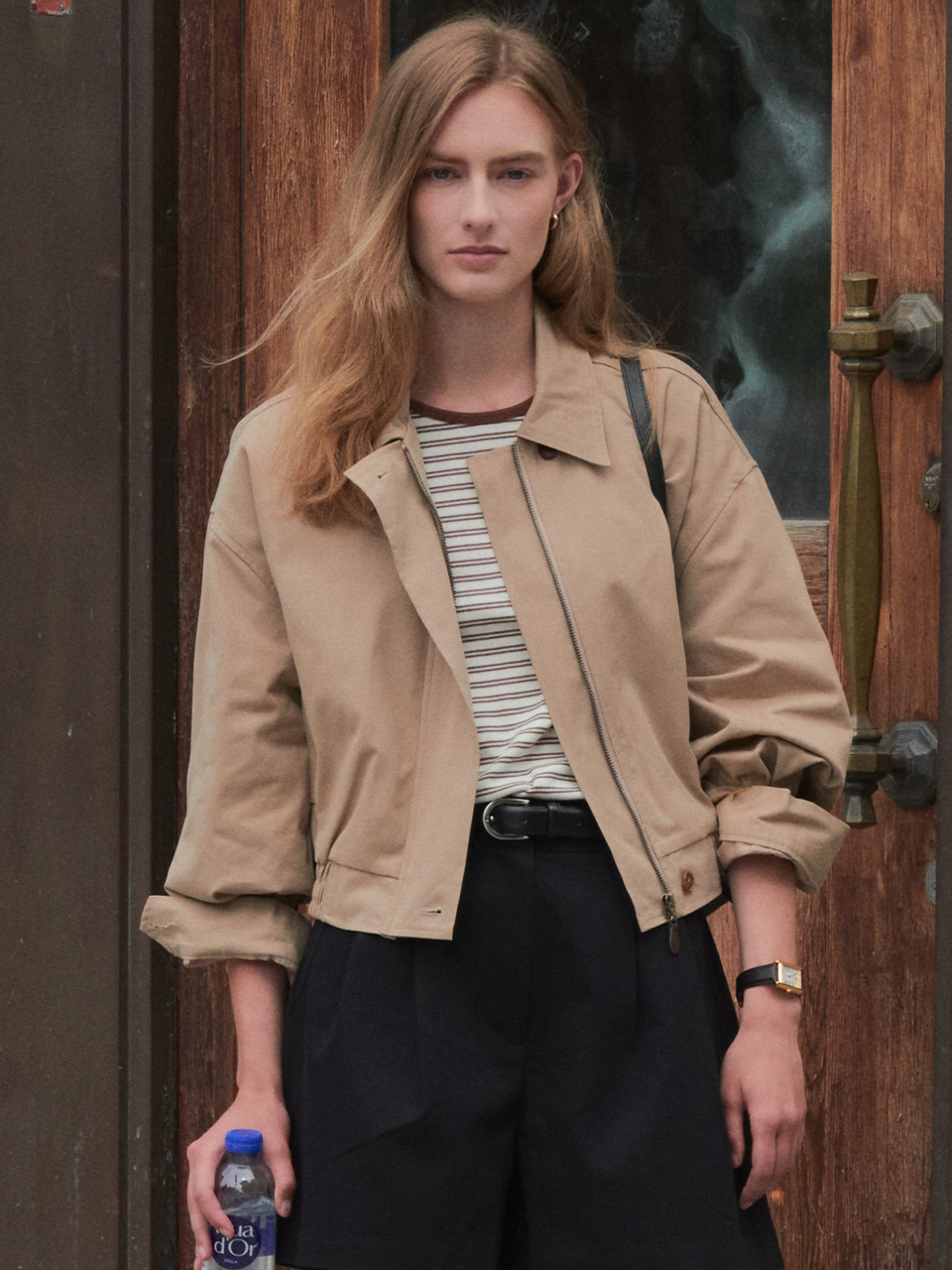 Button up bizo blouson_Beige