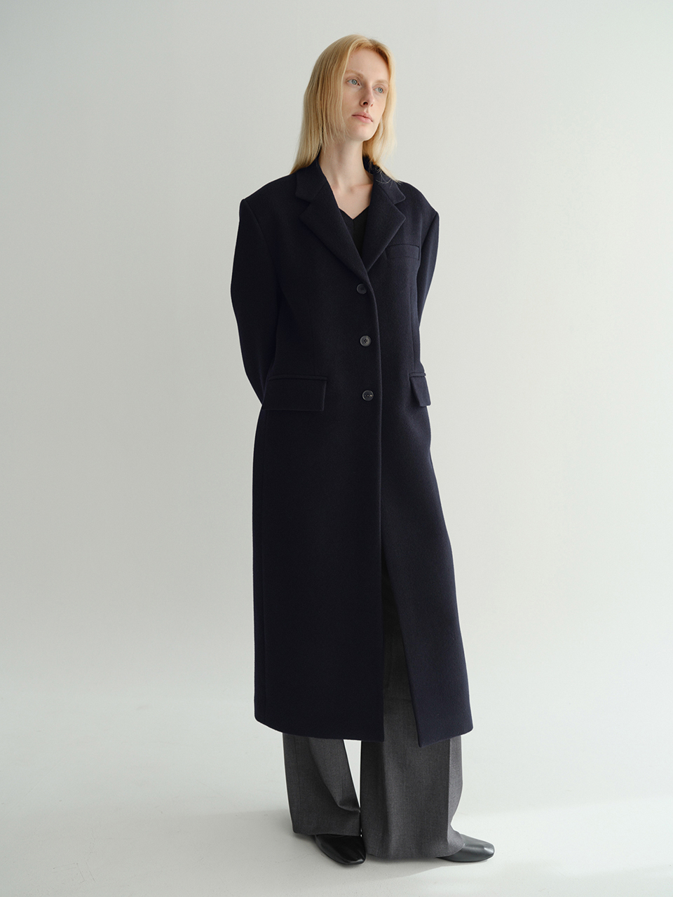 Tailoring Wool Coat (Navy)
