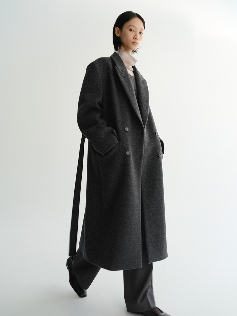 Oversized Double Coat (Charcoal)