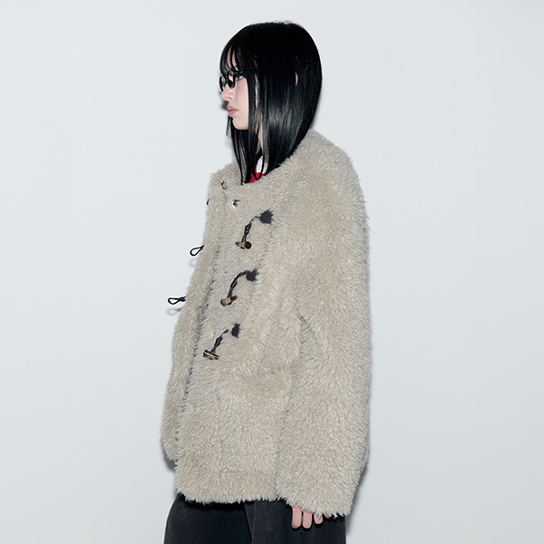 [NAMI x rolarola] TOGGLE BUTTON FUR COAT KHAKI