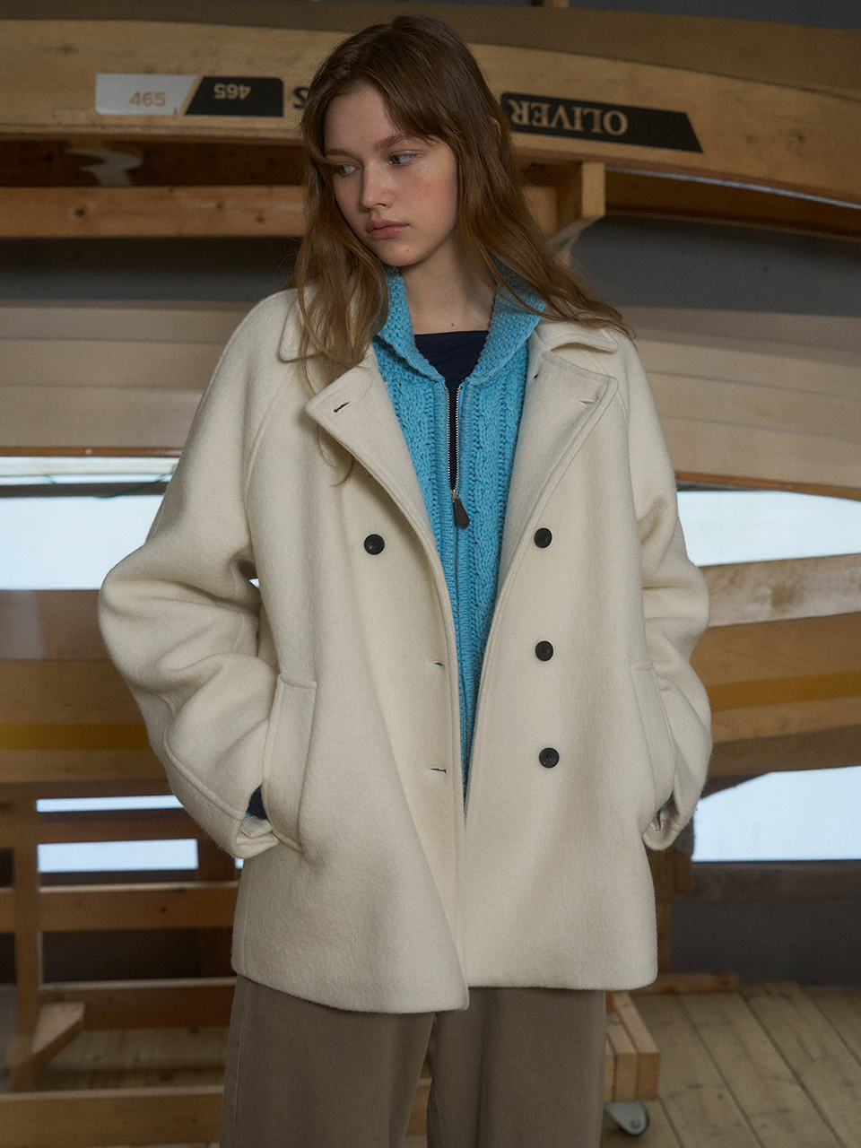 ジャケット・アウター ounce bruni double half coat ivory ounce bruni double half coat ivory - メルカリ