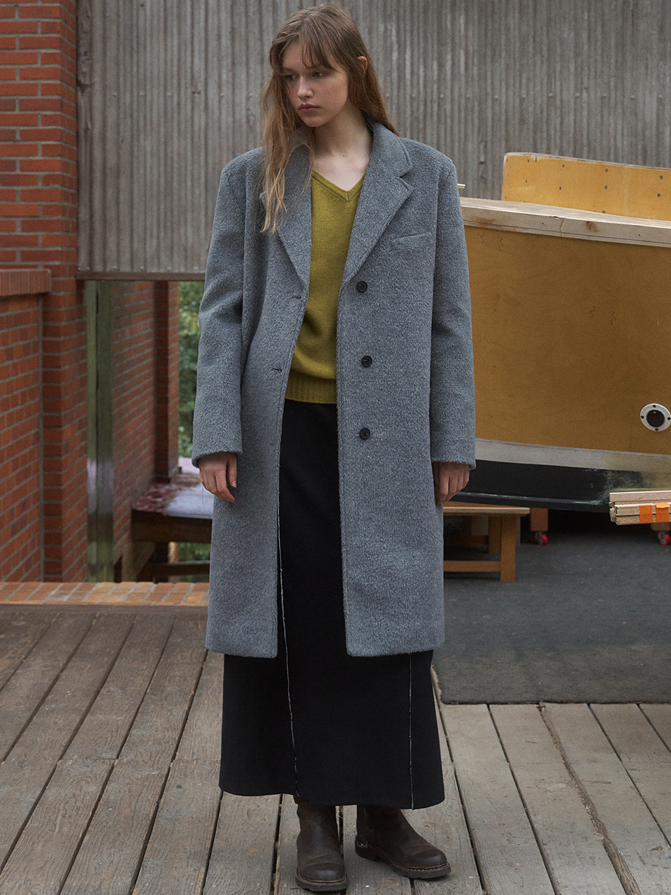 Mond single long coat (gray)