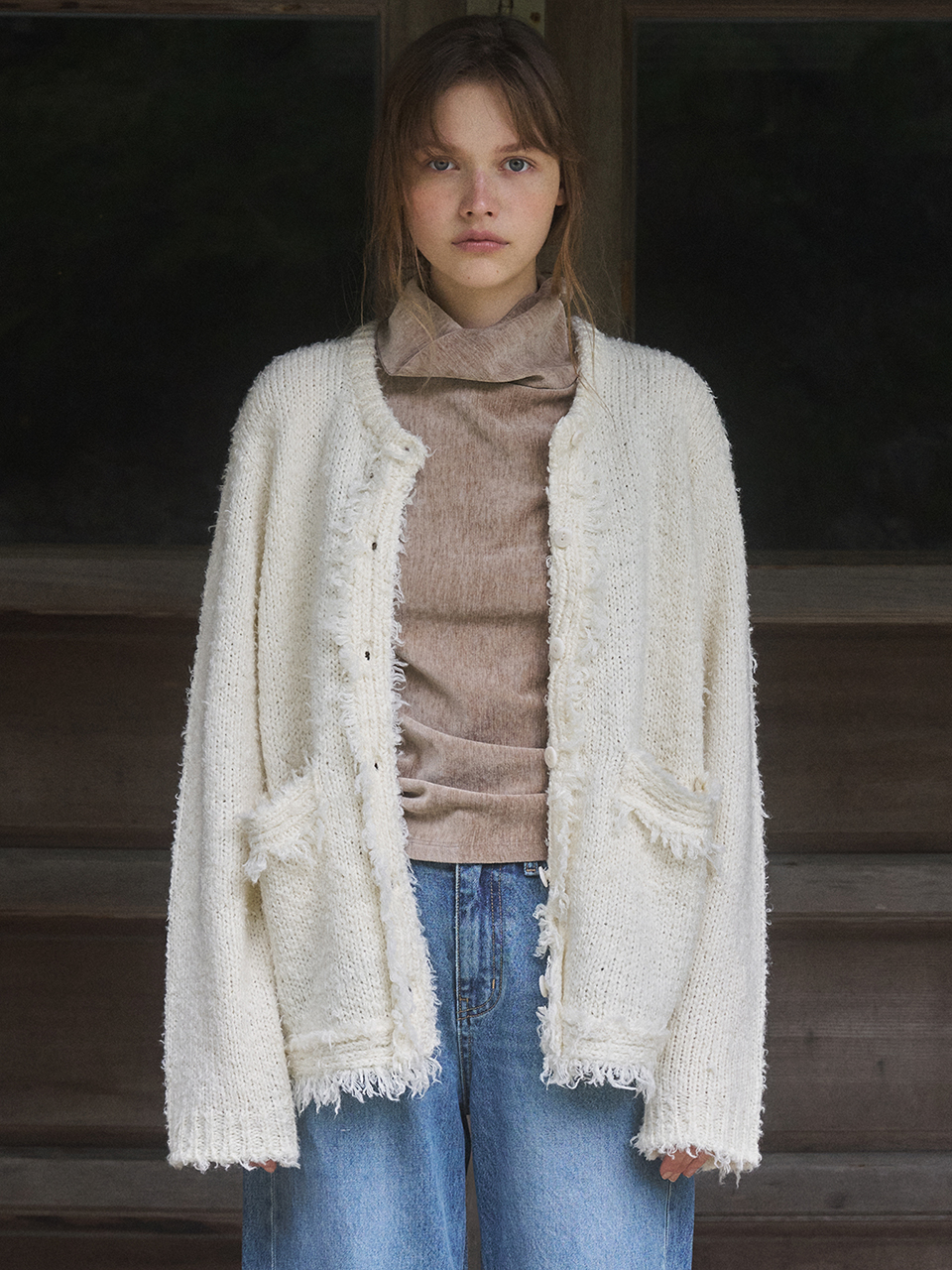 Allen tweed cardigan (ivory) | ファッション通販サイト NUGU