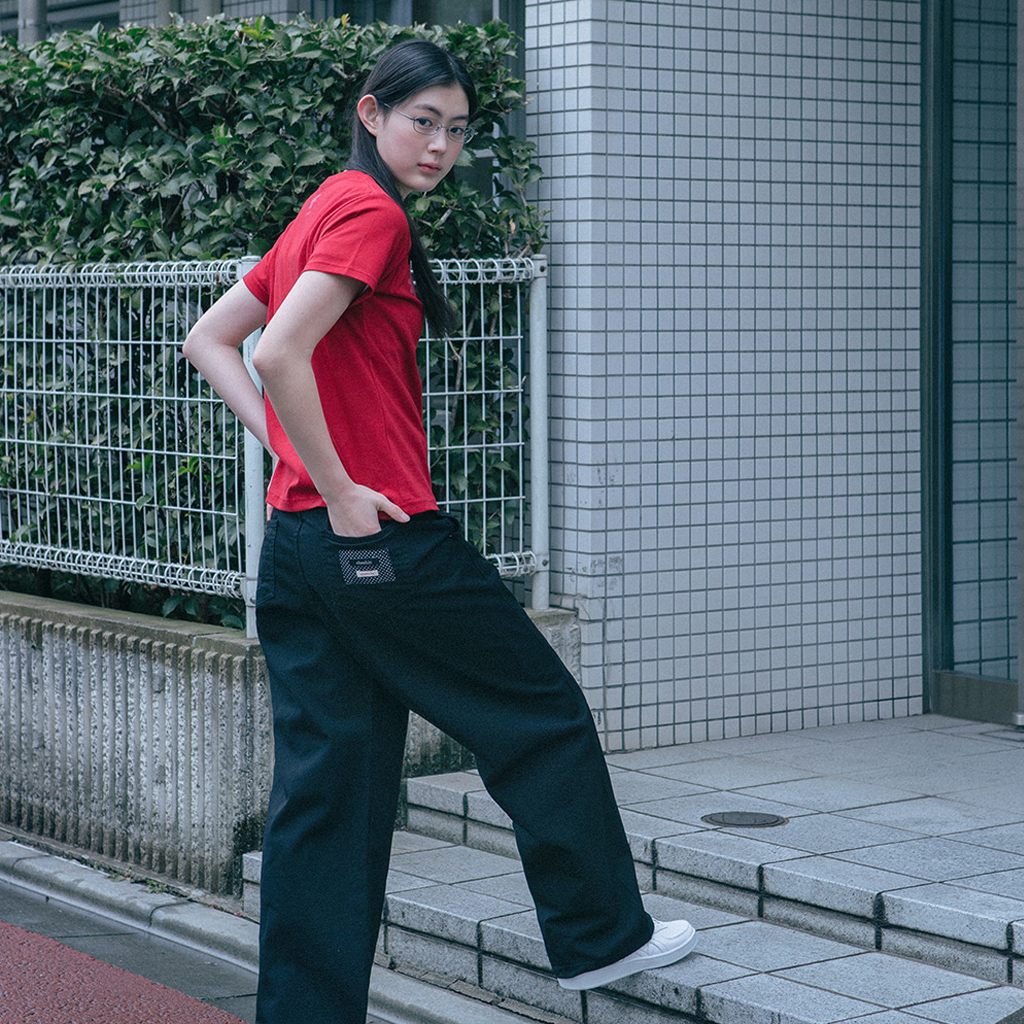 wide star cotton pants (black)