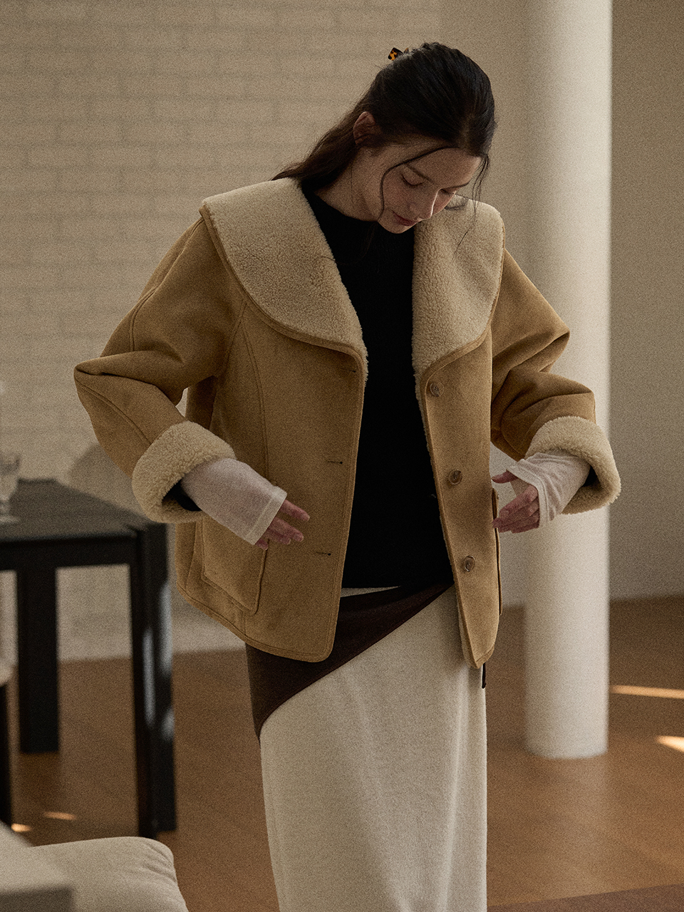 Wide collar mustang jacket - Camel | ファッション通販サイト NUGU