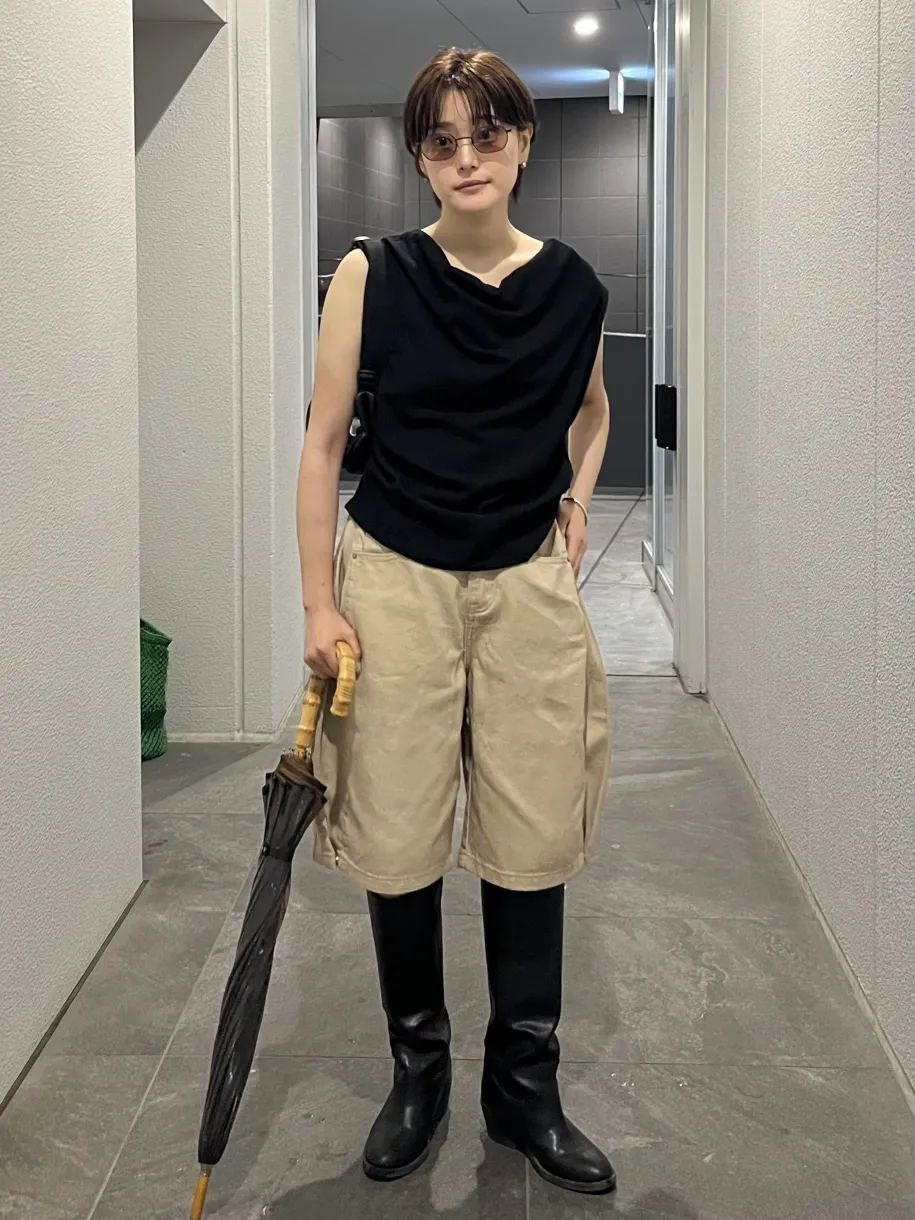 サイドタックワイドハーフパンツ