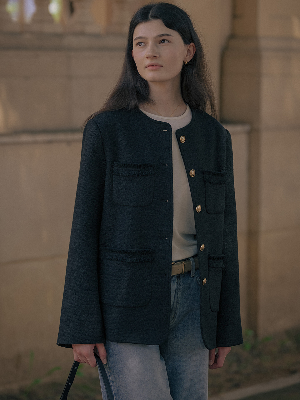 Oversized tweed jacket TIFA01JK04_Black