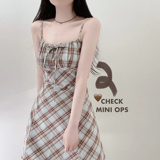 チェックy2kミニキャミワンピース | ファッション通販サイト NUGU