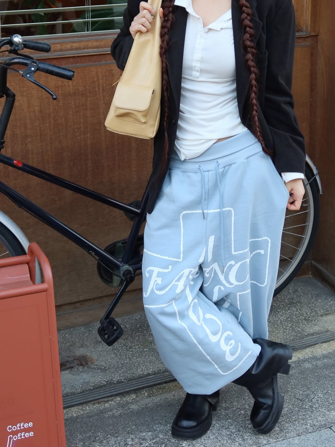 クロスウエストゴムスウェットパンツ(スカイブルー)