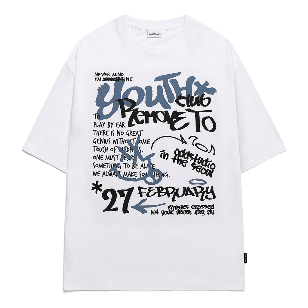 Youth Graffiti Graphic Oversized Fit T-Shirt - white