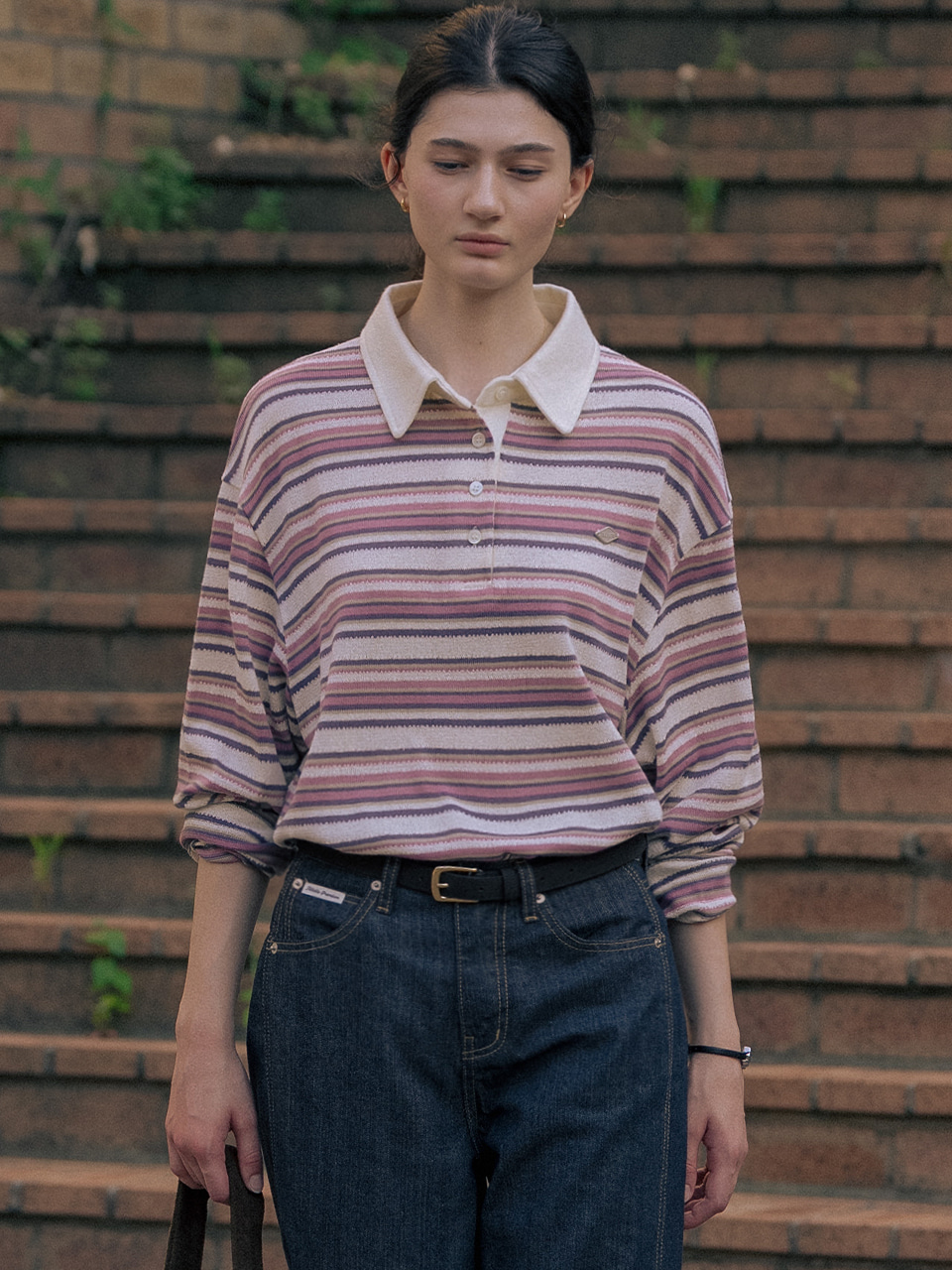 Stripe loose fit t-shirt TIFA01LT07_Pink