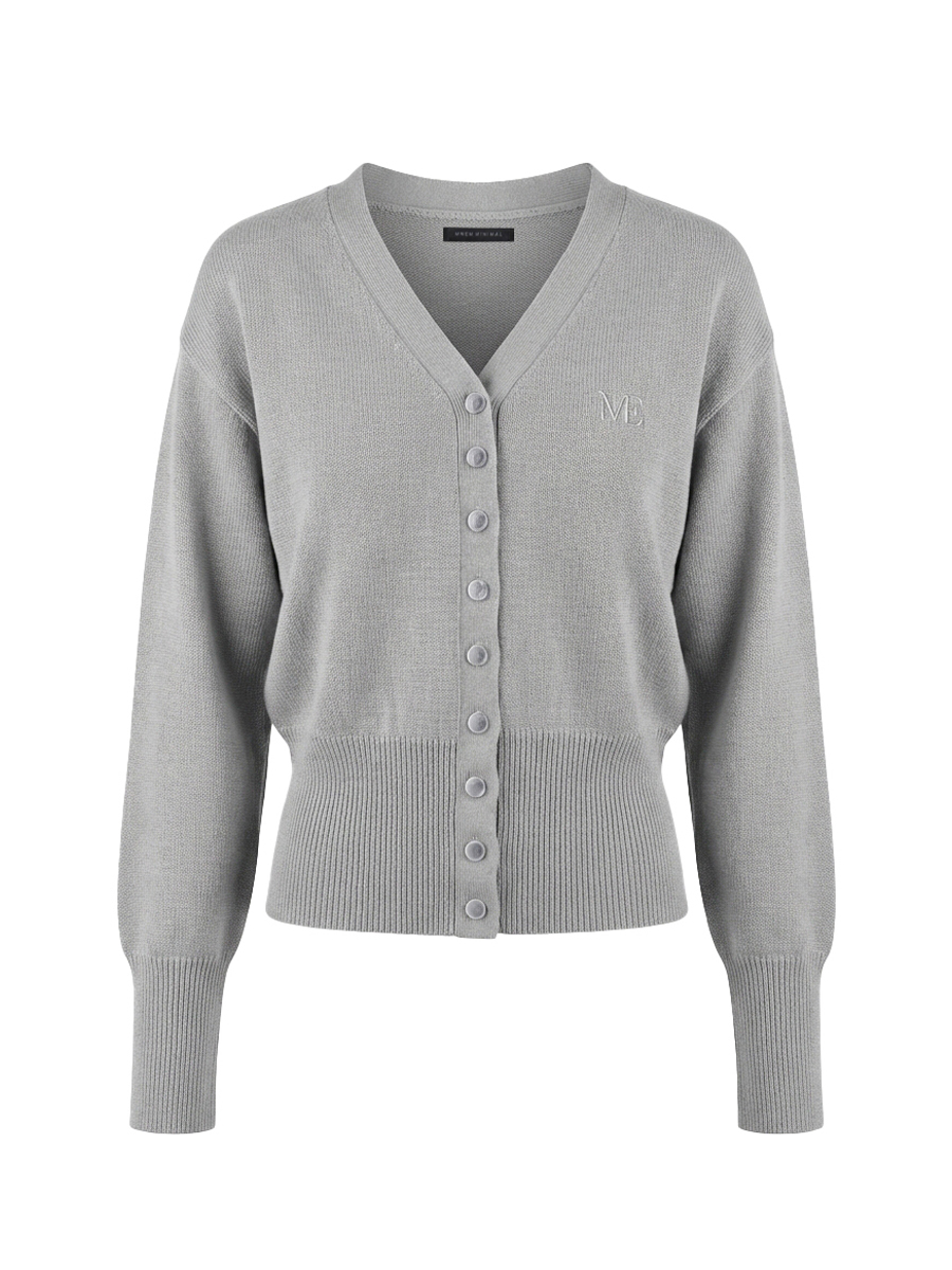 [mnem] Fog Button Knit Cardigan (gray)