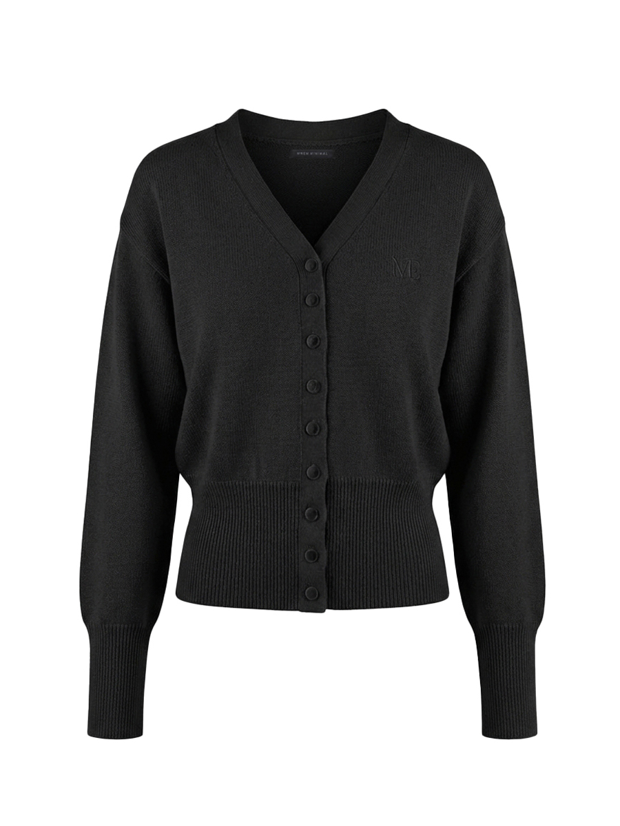 [mnem] Fog Button Knit Cardigan (black)