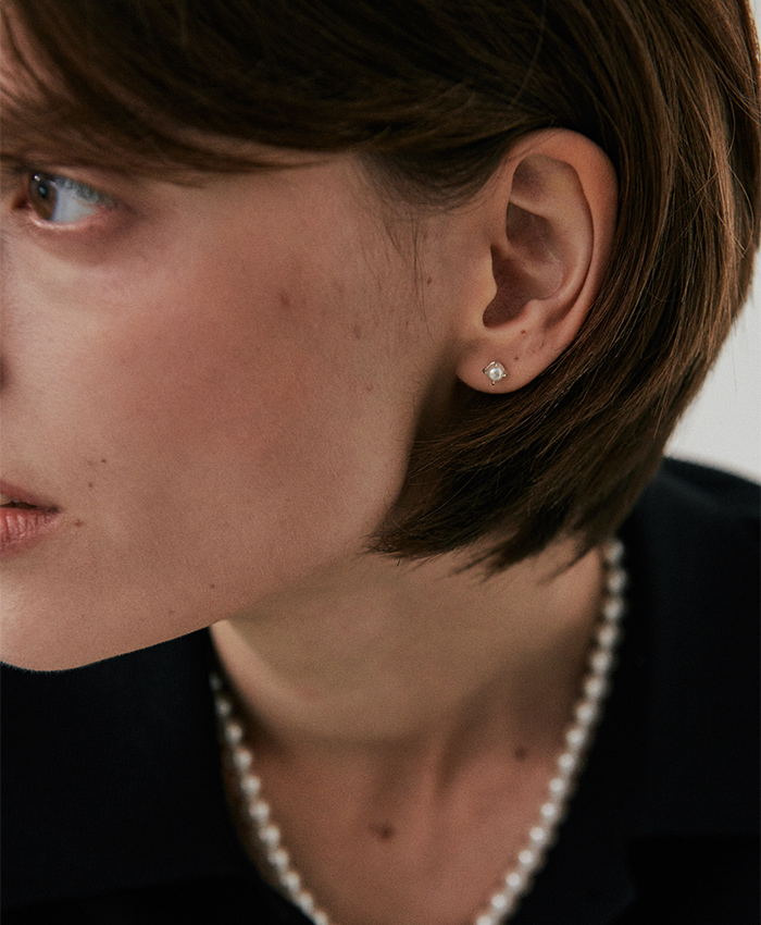 [925 silver] Deux.silver.223 / ecrin pearl earring (4mm)