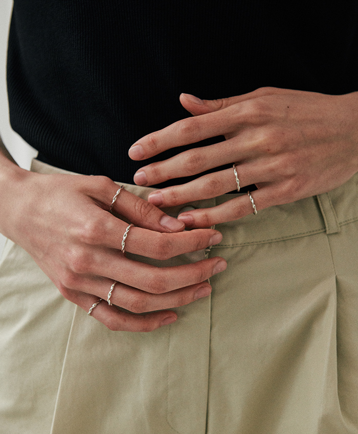 [925 silver] Cinq.silver.228 / twist layered ring