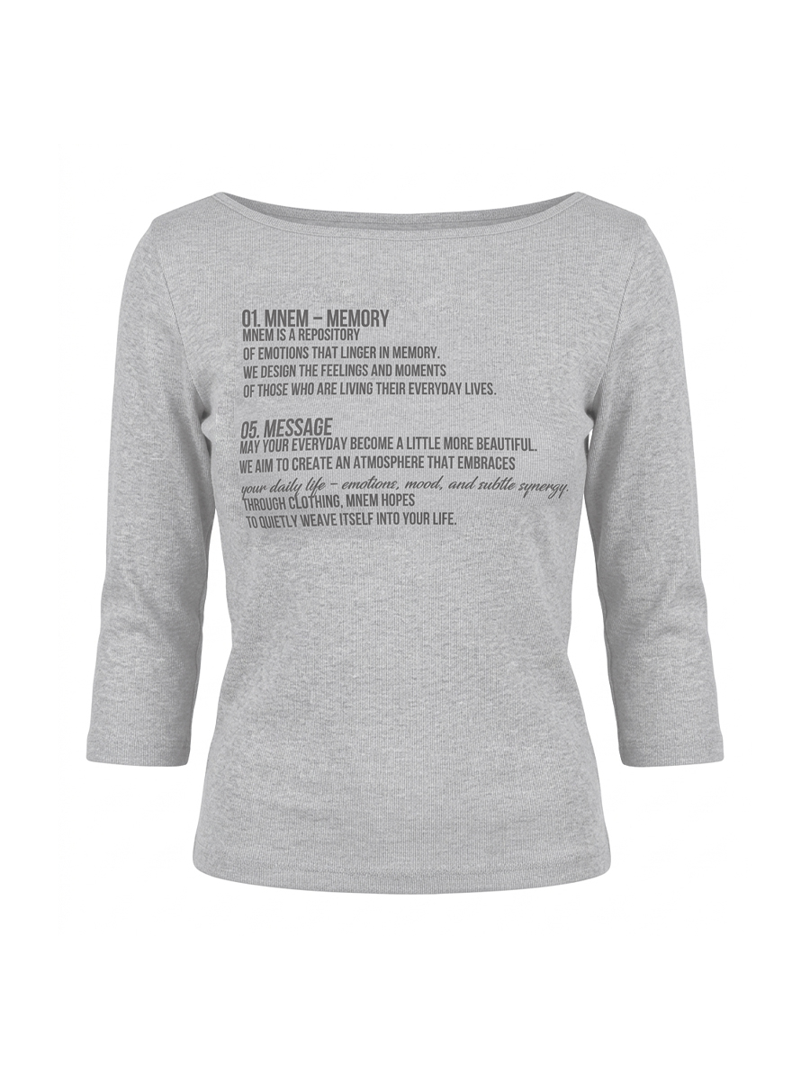 [mnem] Essential Printed 3/4 Sleeve Tee (gray)