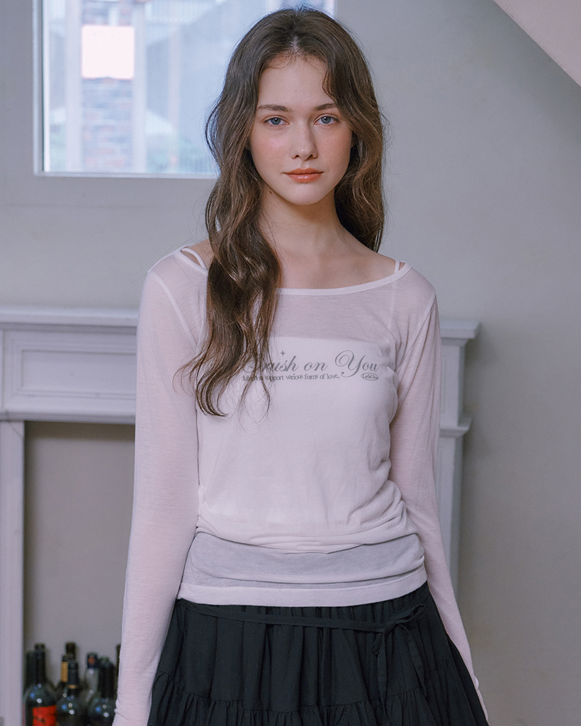 See-through Boat Neck T-shirt - WHITE | ファッション通販サイト NUGU