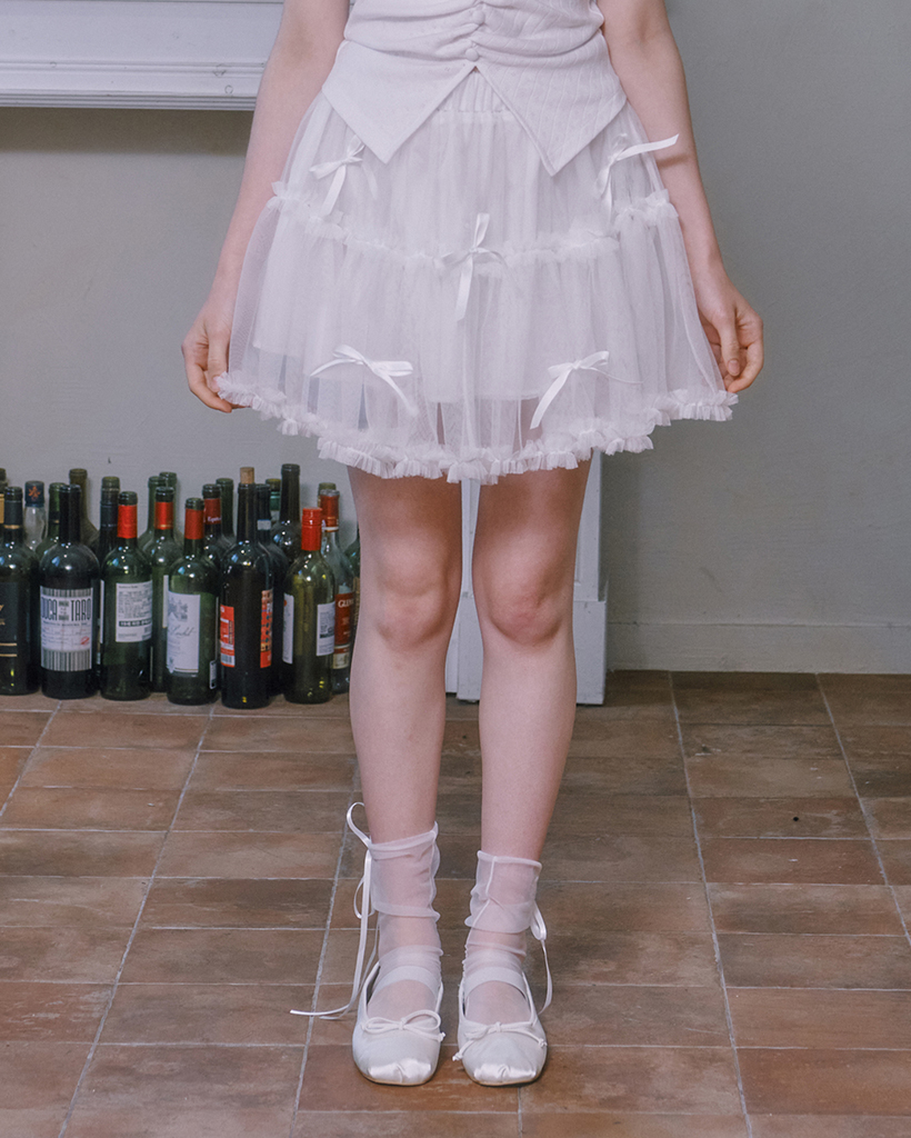 Ribbon cancan lace skirt - BLACK | ファッション通販サイト NUGU