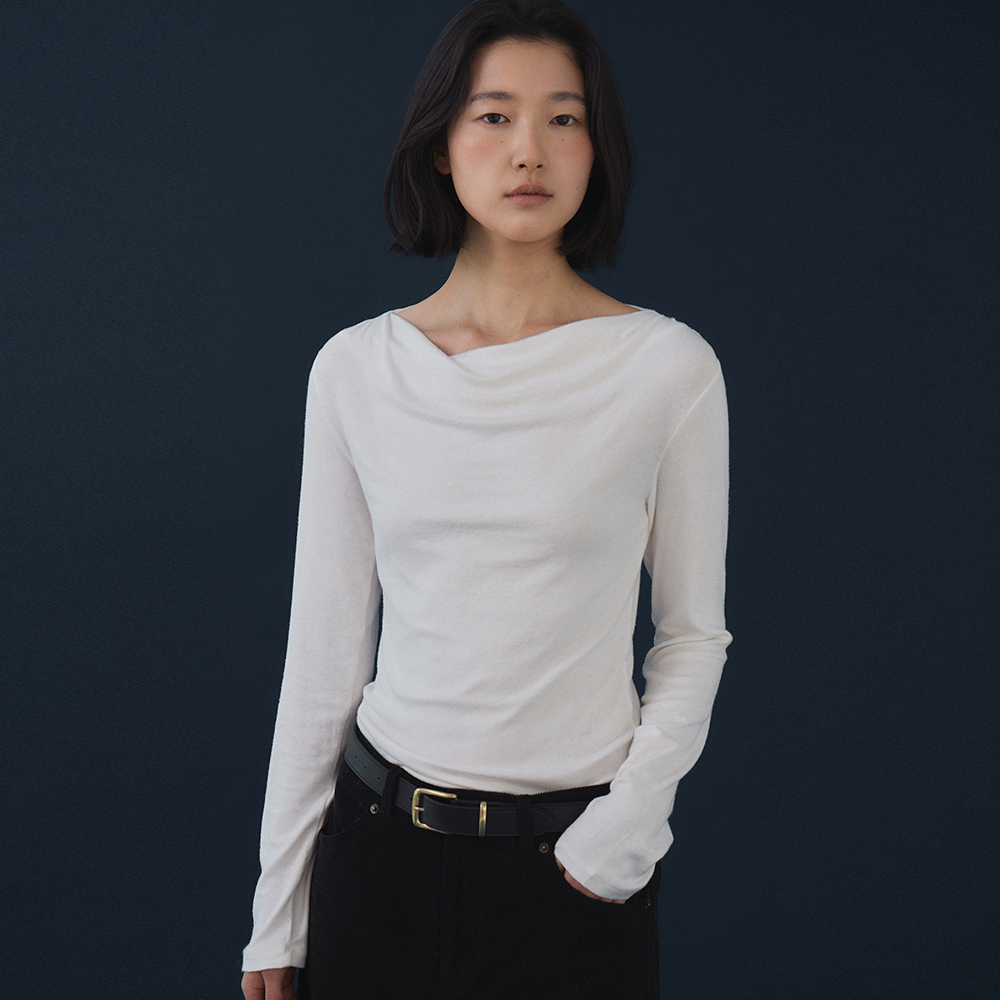 RIPPLE DRAPE T-SHIRT (IVORY)