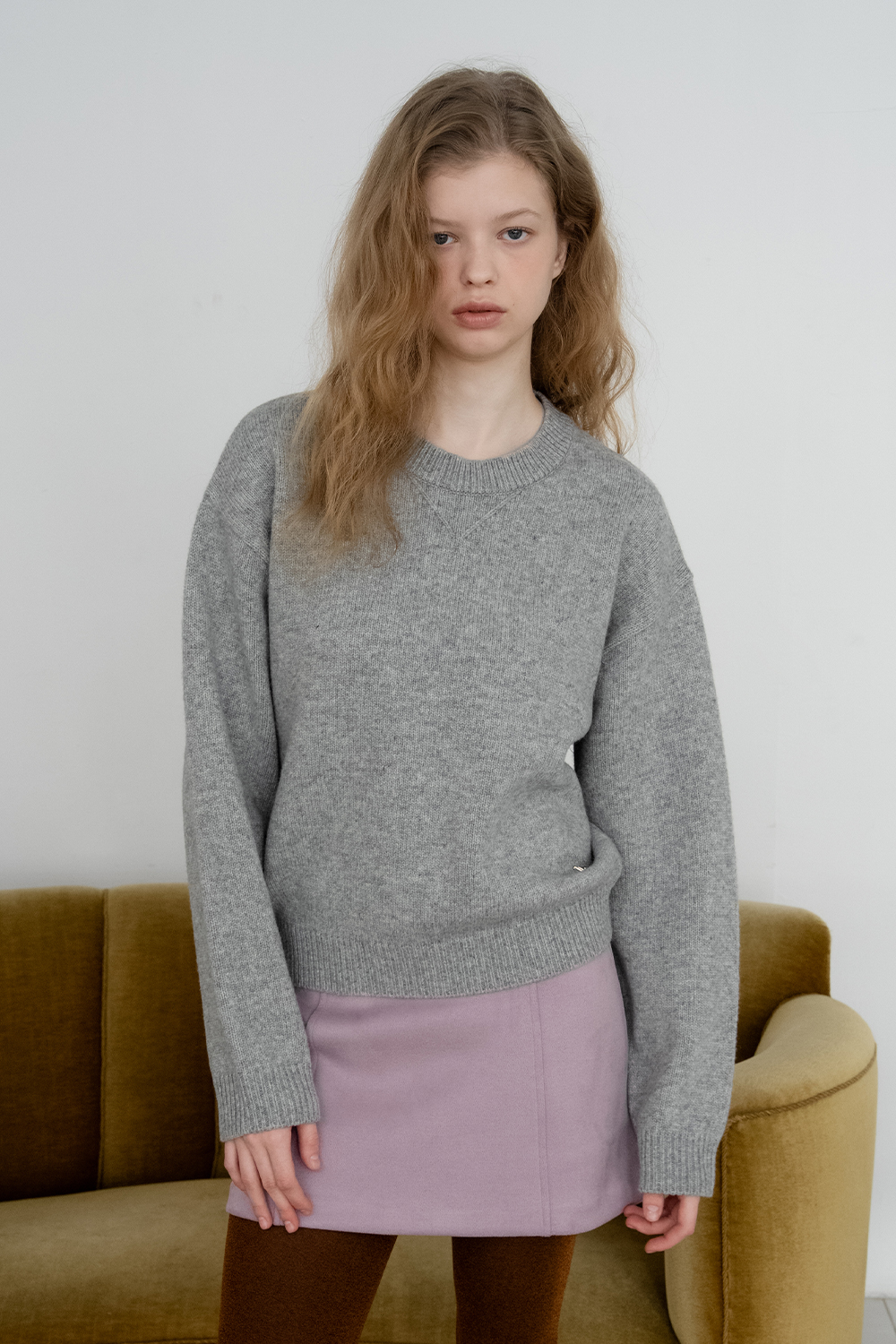 Basic crew knit_gray