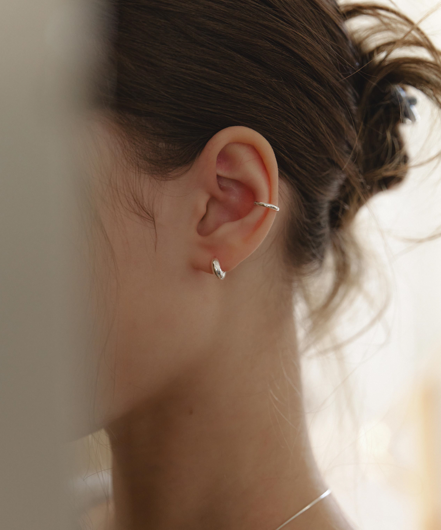 [925 Silver] Line Earcuff (Silver) リングピアス