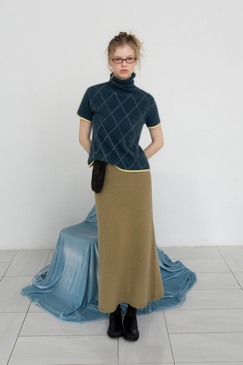 Raccoon knit skirt_olive