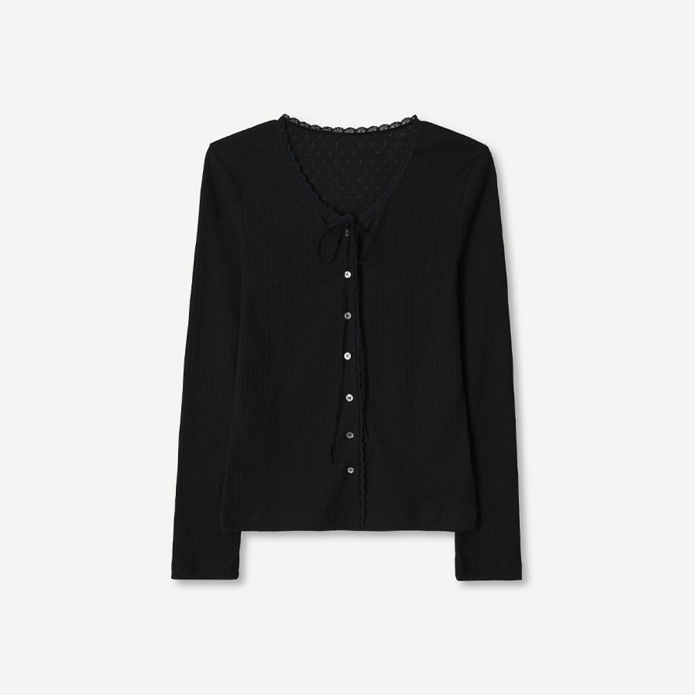 LACE BUTTON CARDIGAN (BLACK)