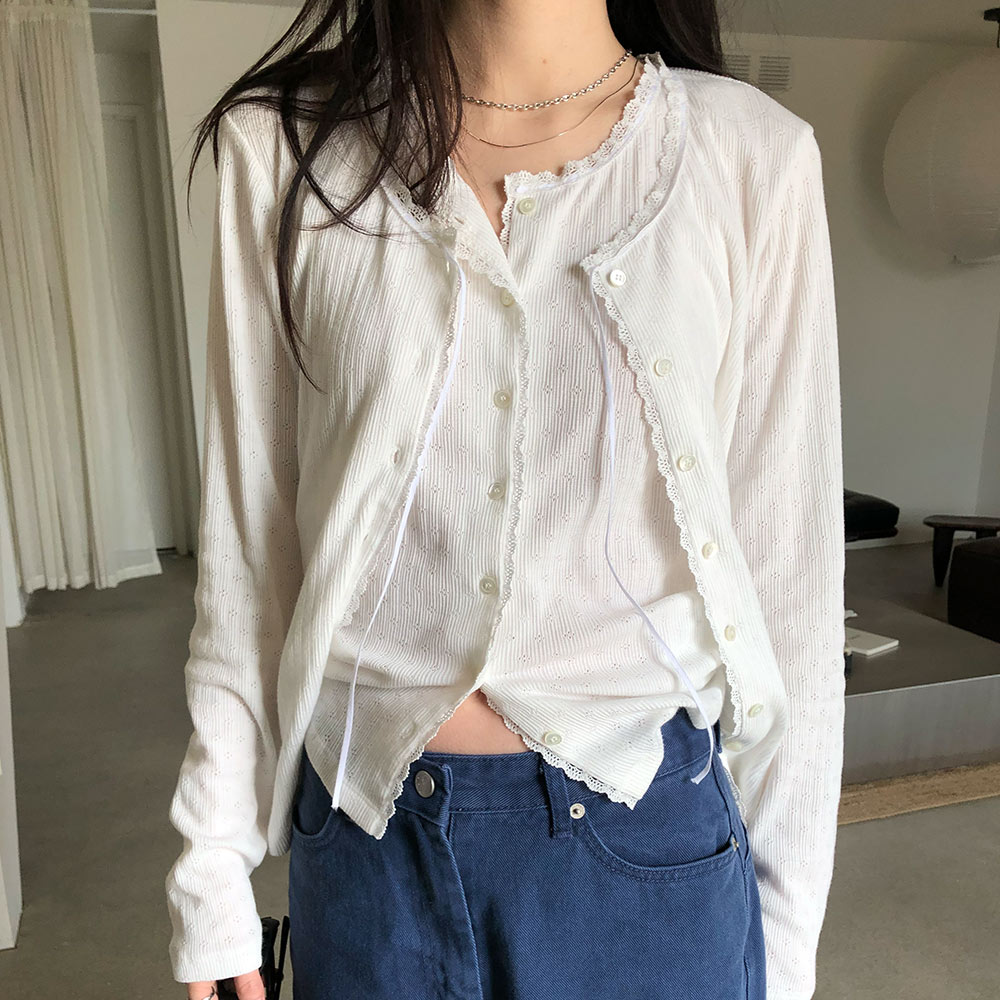 LACE BUTTON CARDIGAN (IVORY)