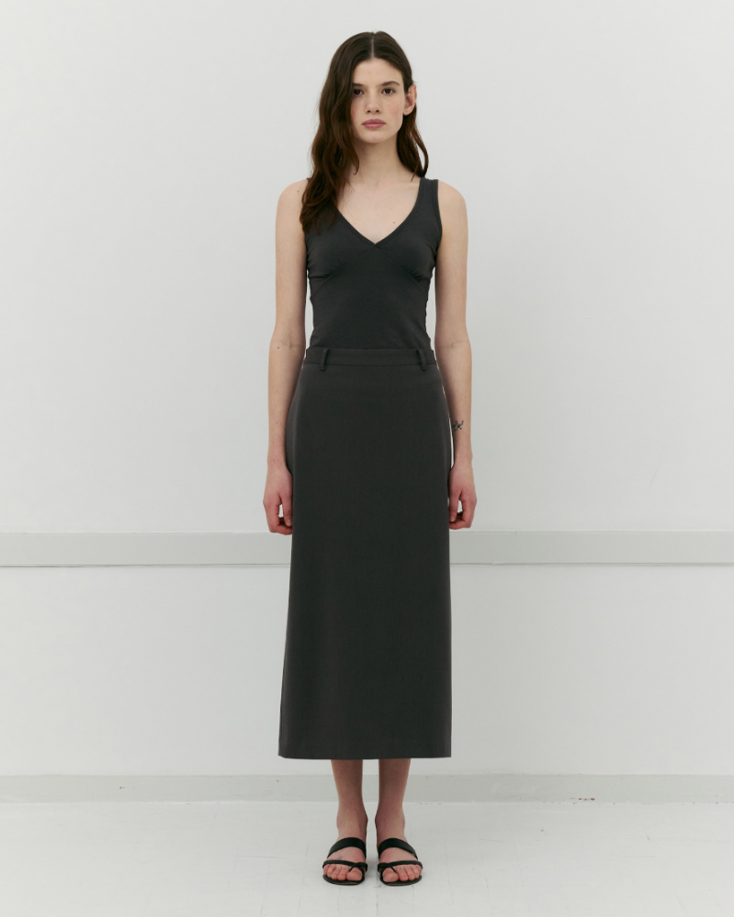 [12th] H-Line Maxi Skirt_Charcoal