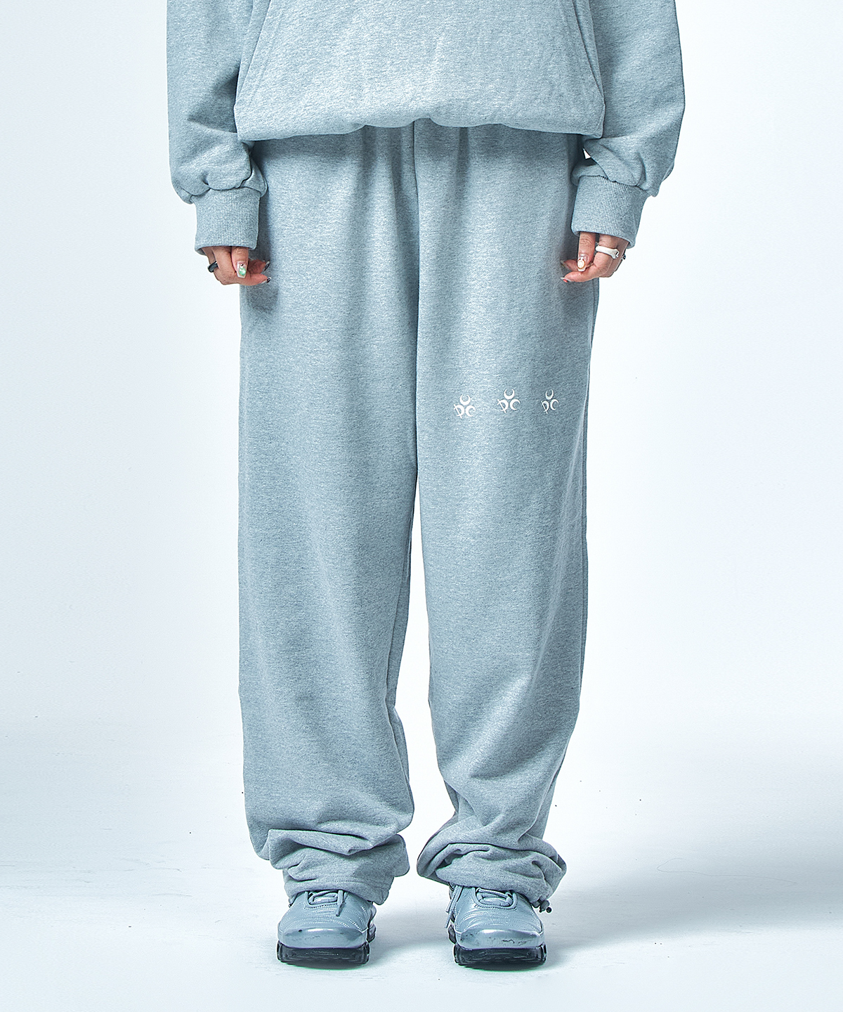 【新品未使用】muguet loose logo sweat gray Men's Oversized Loopback Sweatshirt in Light Grey Melange