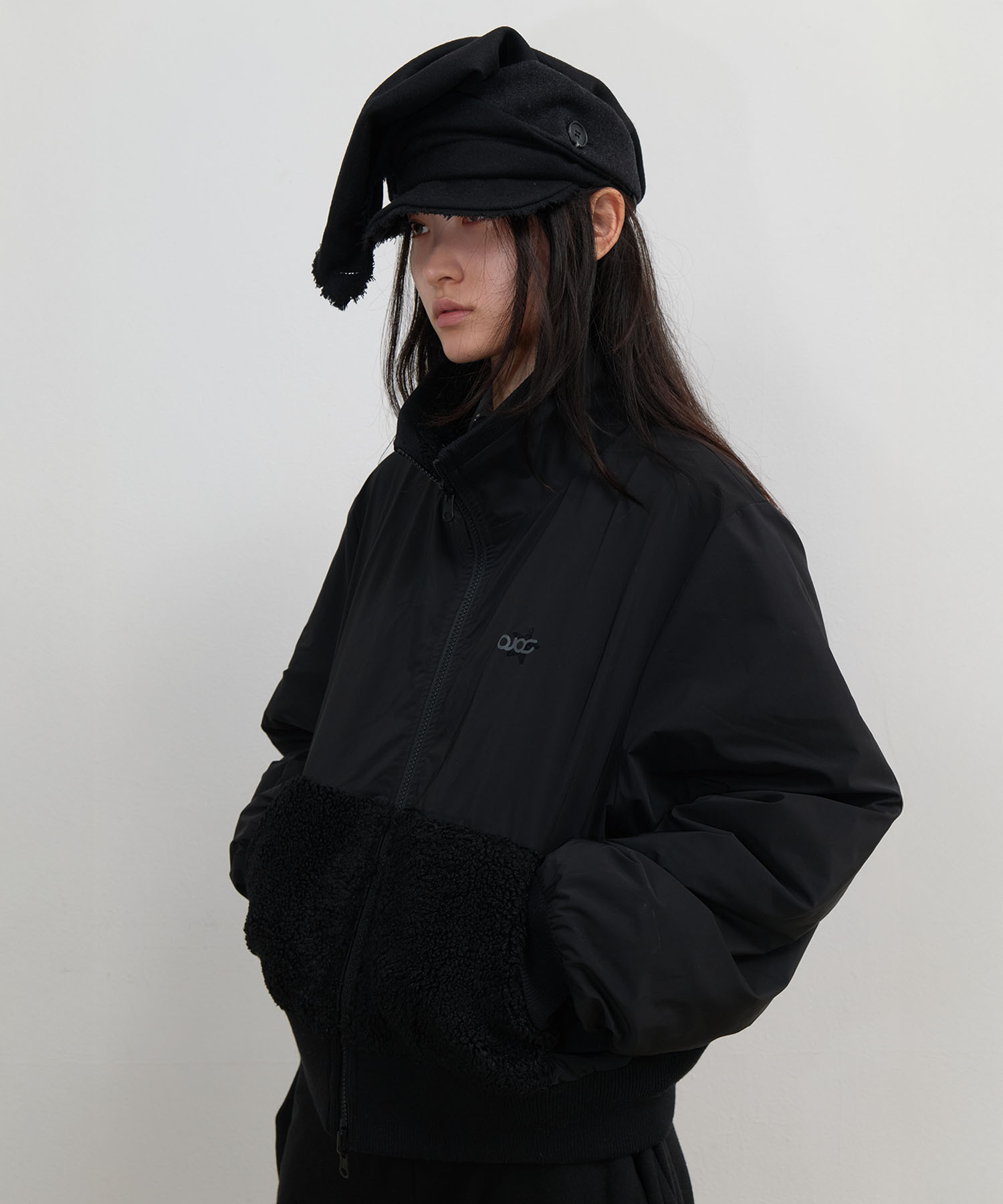 Reversible Fleece Bomber Jacket / Black