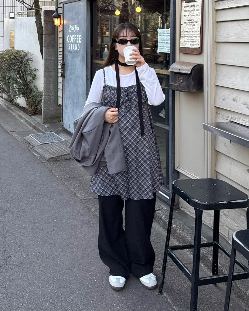 チェックキャミミニワンピース