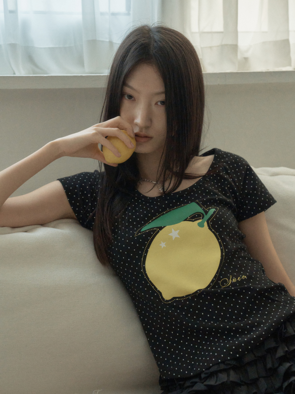 FRUITS DOT TOP / BLACK