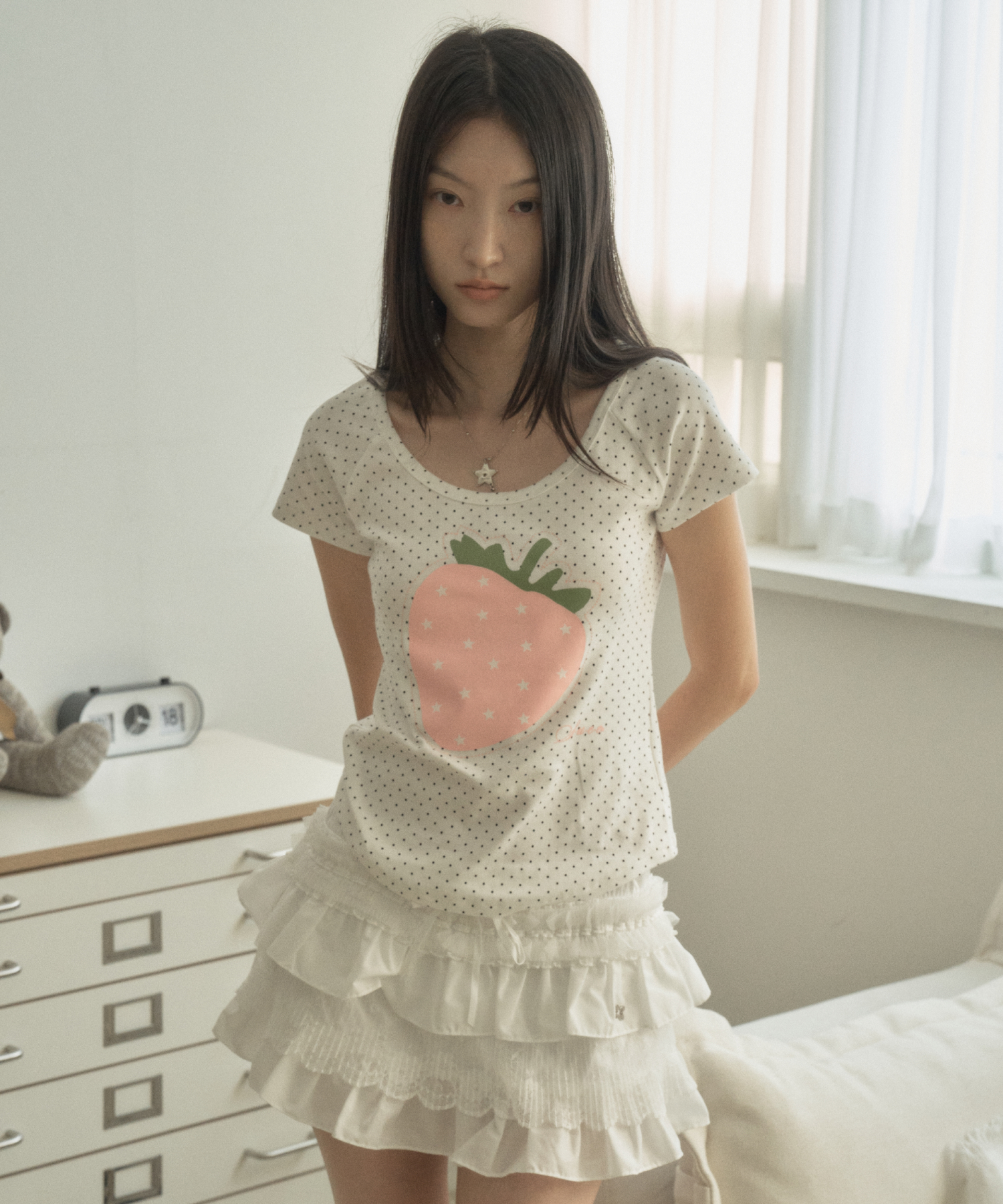 FRUITS DOT TOP / WHITE