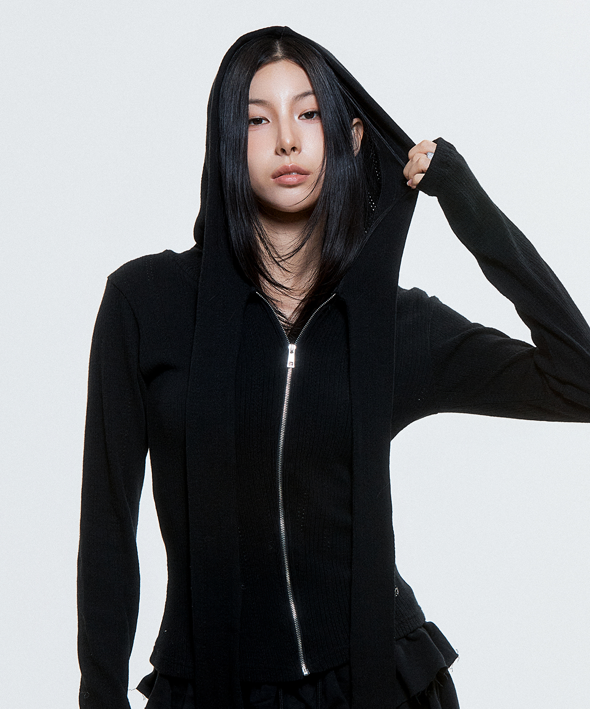 DUC) Muffler Knit Hoodie Zip-up Black | ファッション通販サイト NUGU