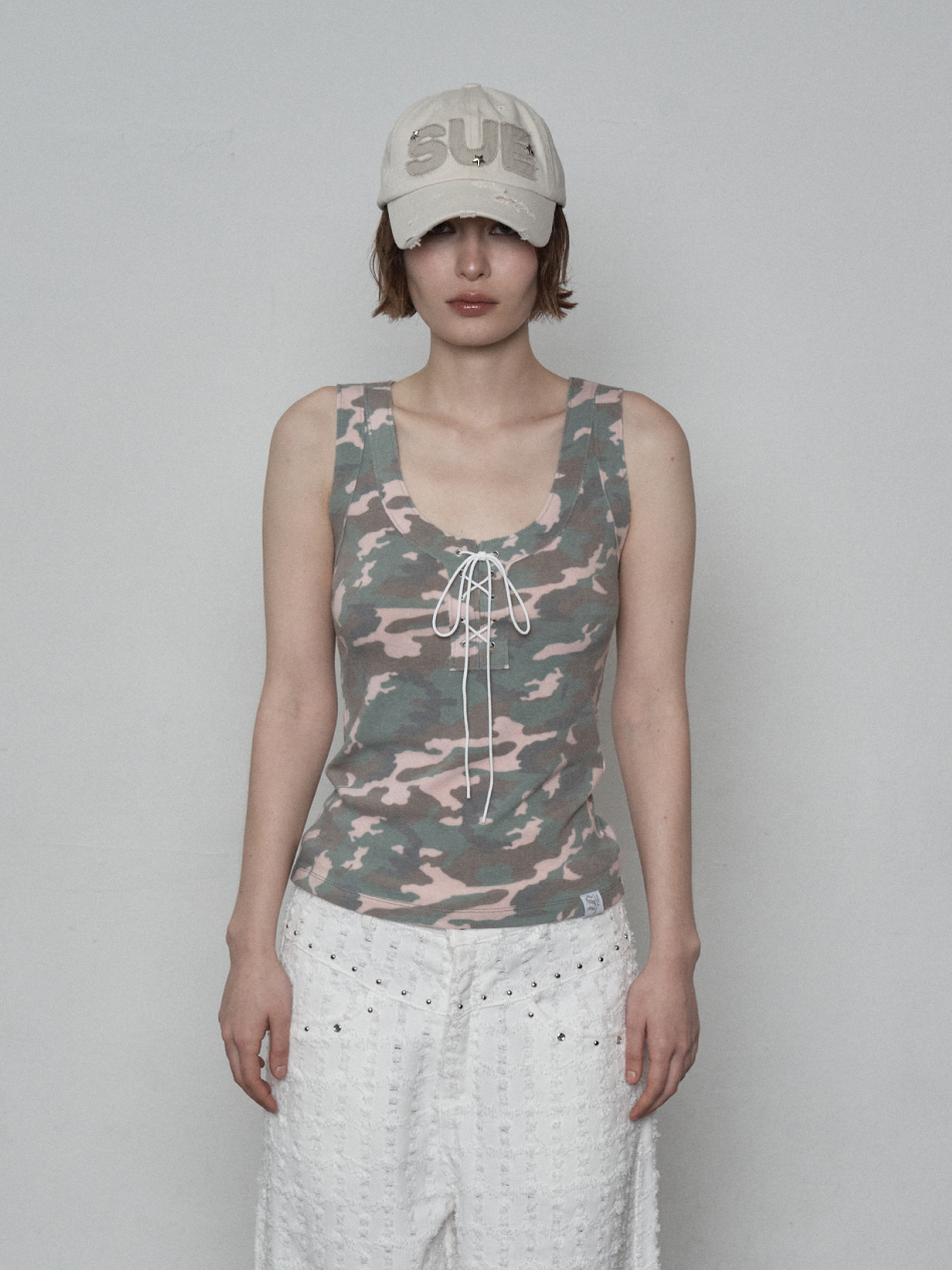 CAMO RAW EDGE SLEEVELESS / PINK