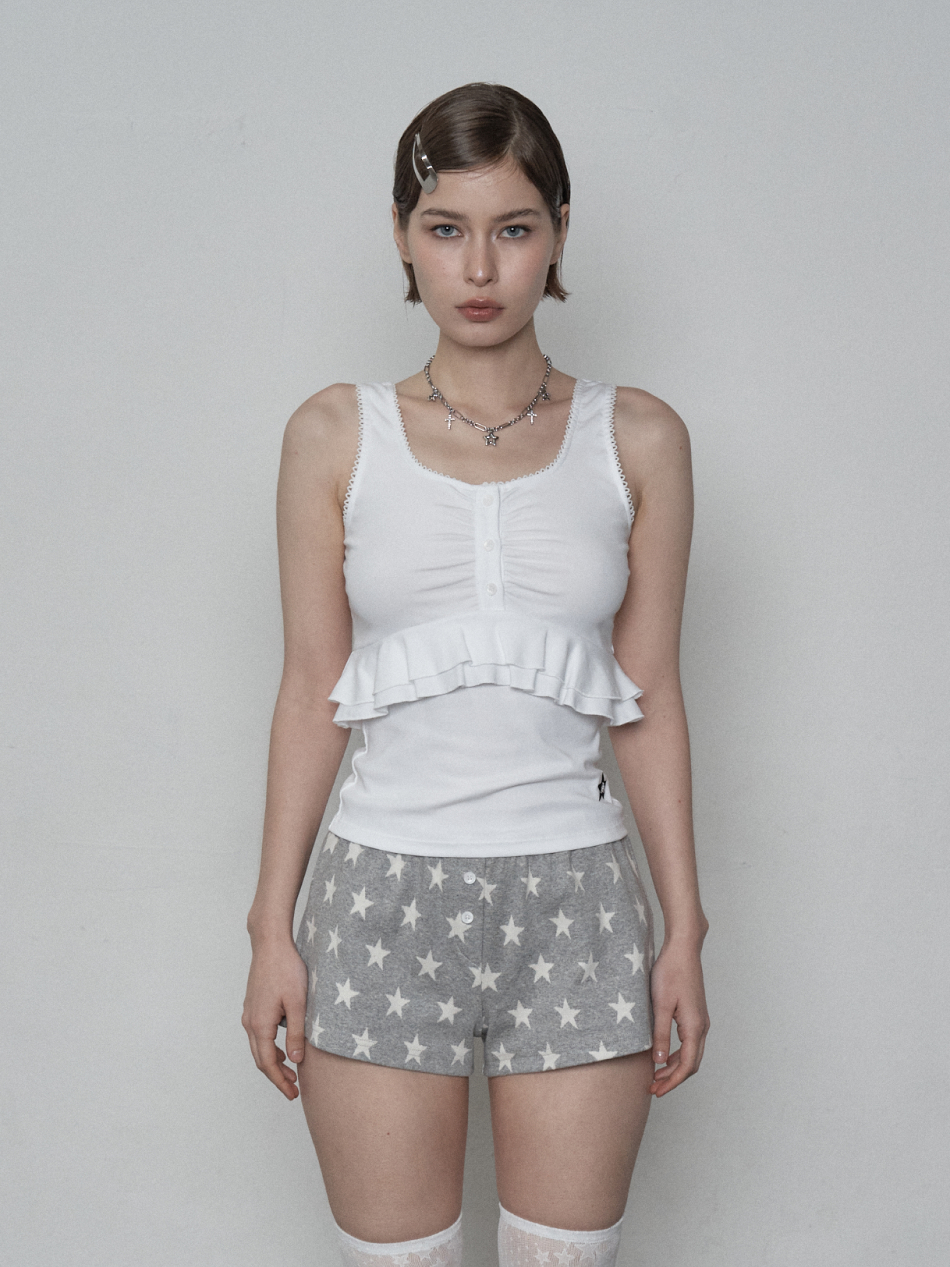 LACE FRILL SLEEVELESS / OFF WHITE