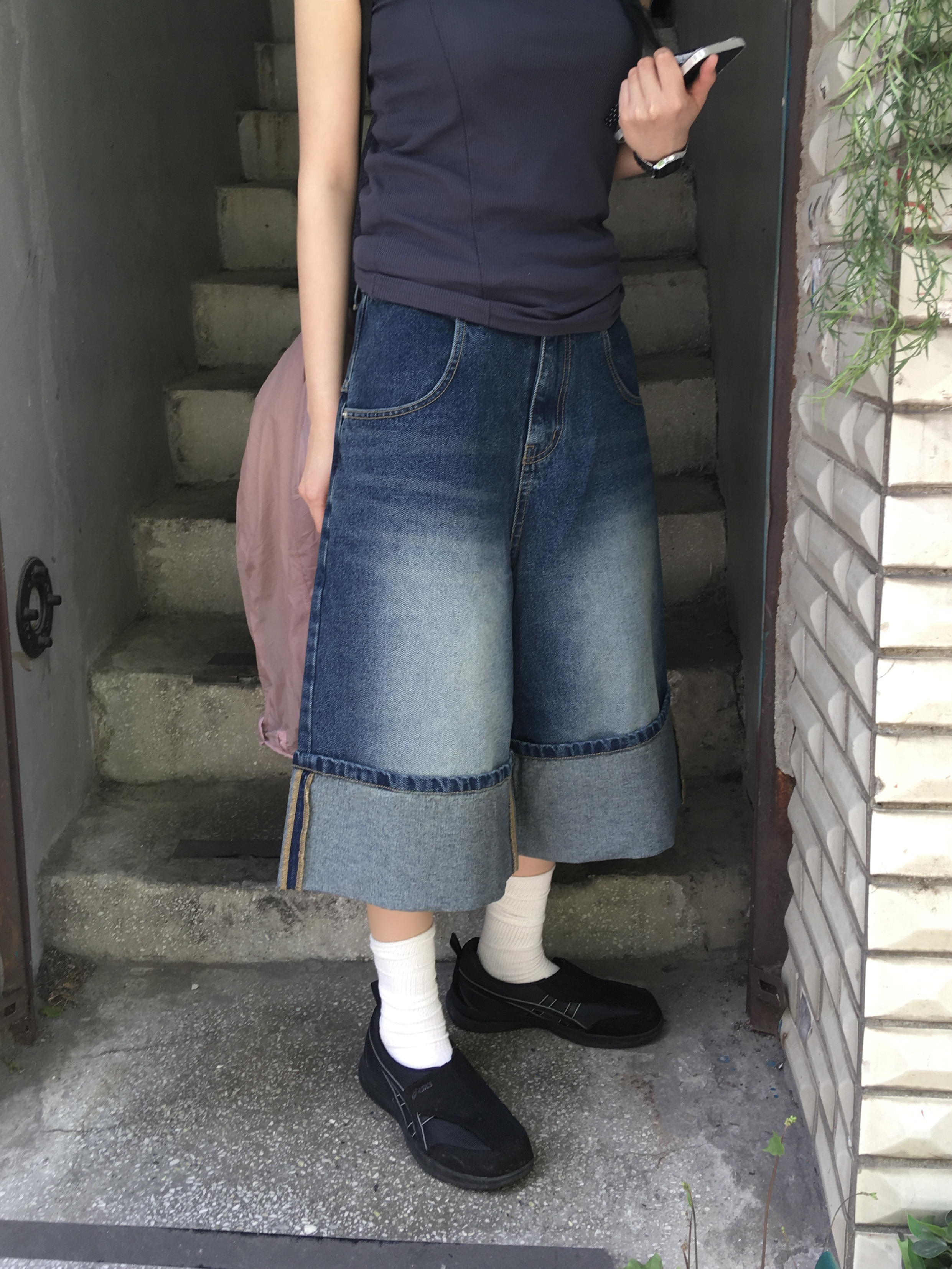 And A×HOSU ATPD. デニムハーフパンツ MAISON CLUB 【SETUP7】Aライン スタンダードデニム ハーフ
